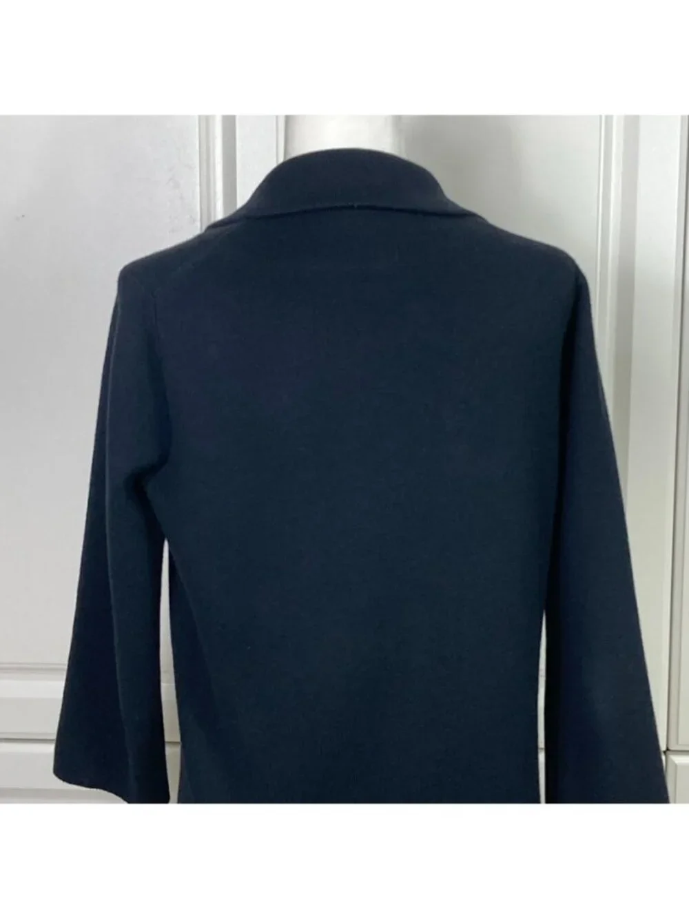 J Crew 365 Sweater Blazer Womens S Sophie Merino Wool Black Open Front Pockets